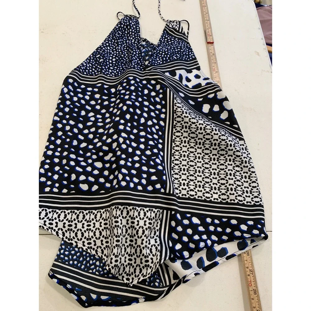 Mixed Animal Print Halter Top Small Boho Eclectic Womens scarf asymmetrical airy